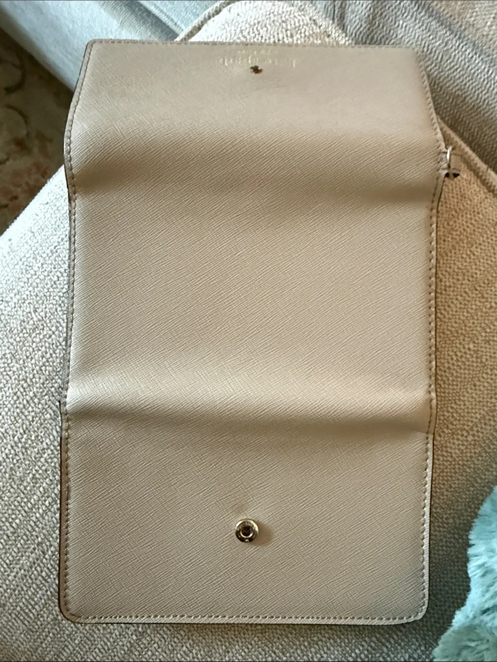 kate spade Taupe Leather Card Holder with Gold Accent